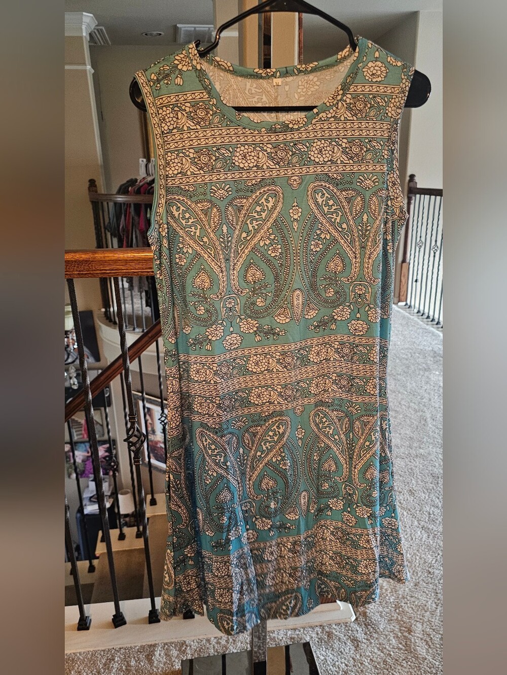 Green Paisley Print Women’s Dress